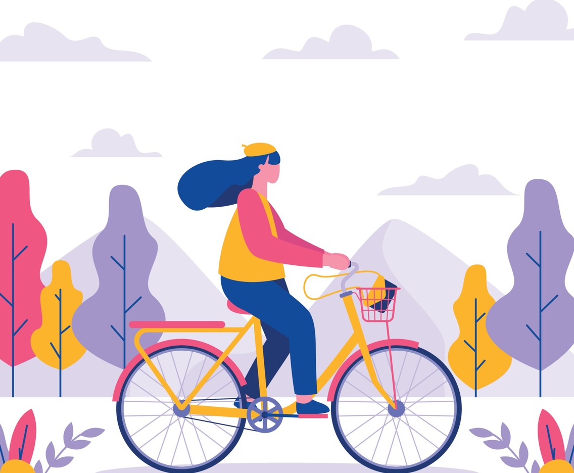Cycling in The Mountains Illustration