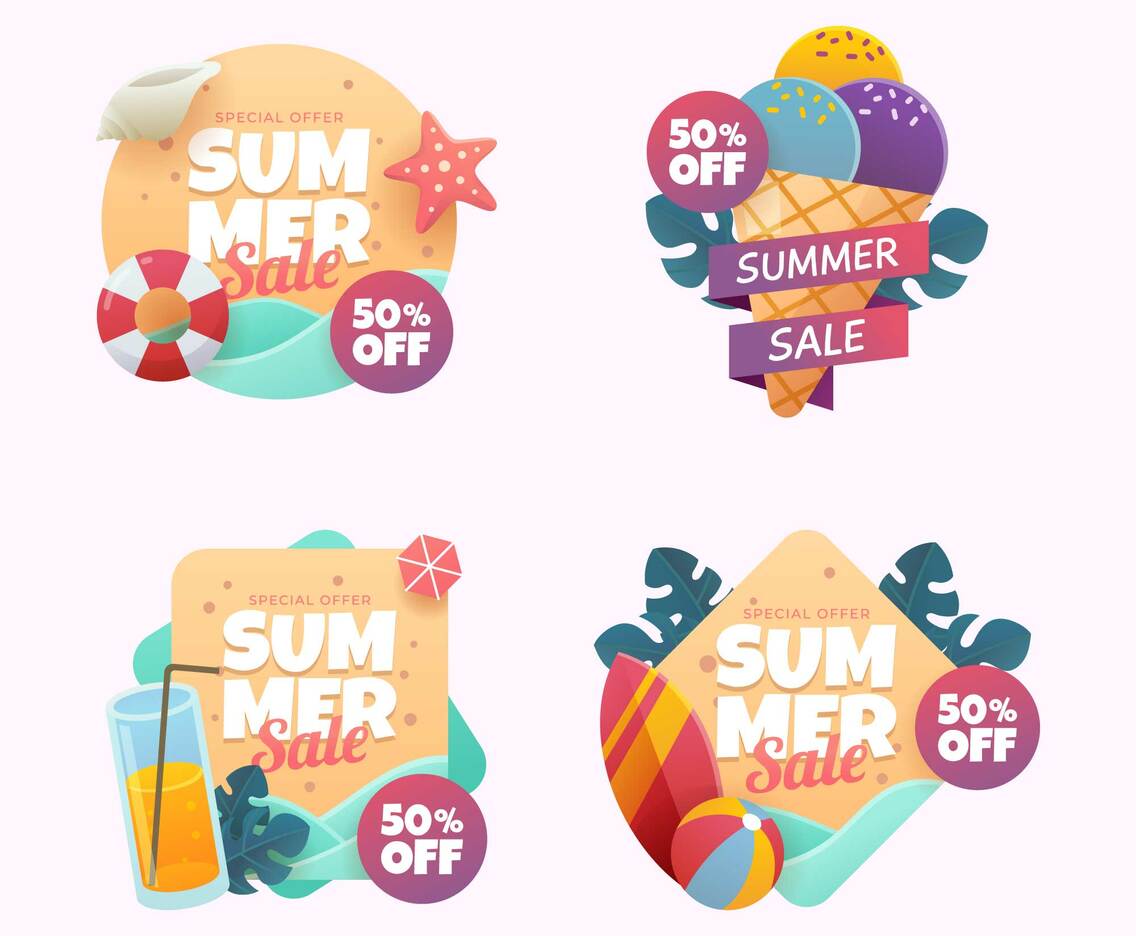 Set of Summer Sale Offer Badge