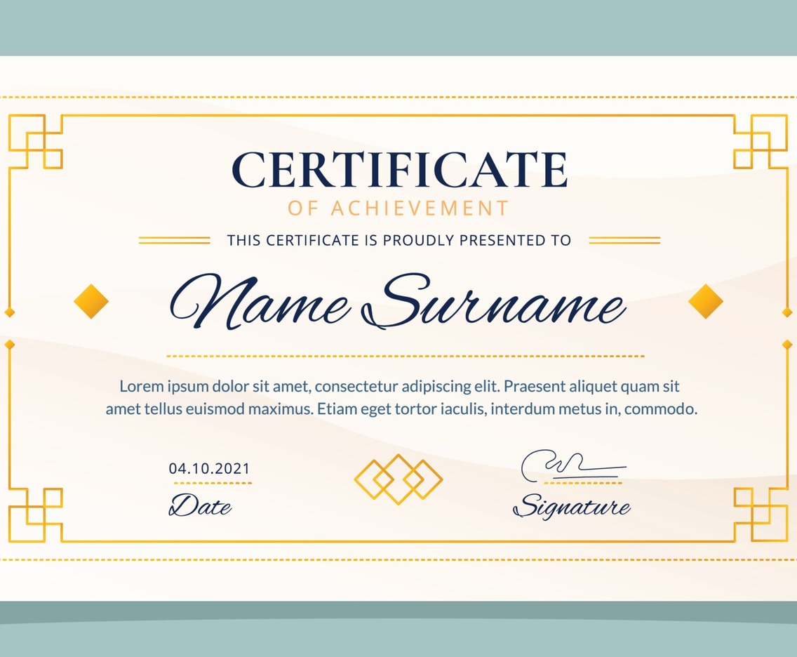 Certificate of Achievement Design Template