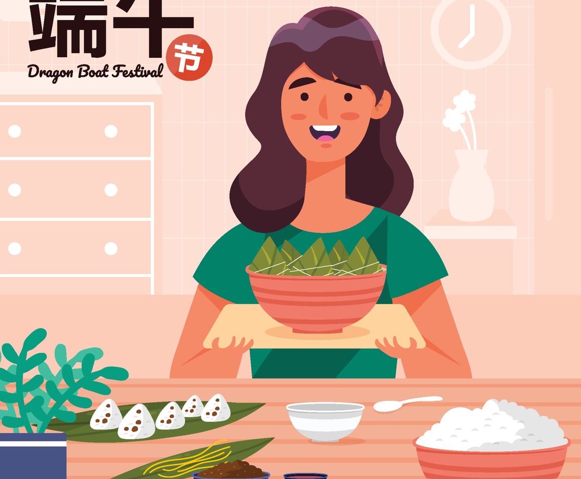 Delicious Zongzi on Dragon Boat Festival Prepared by Mother Concept
