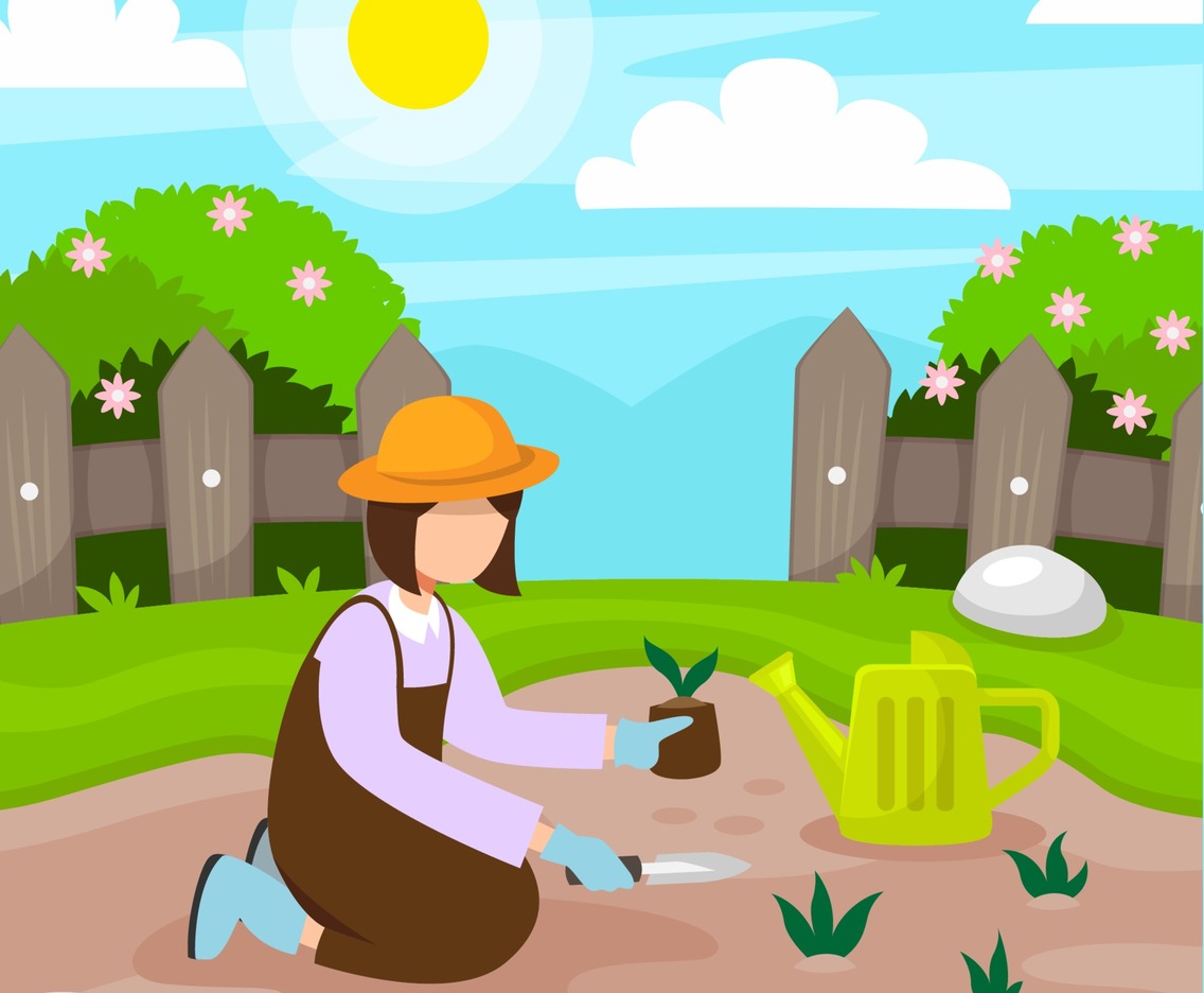 Gardening at Home in Flat Design