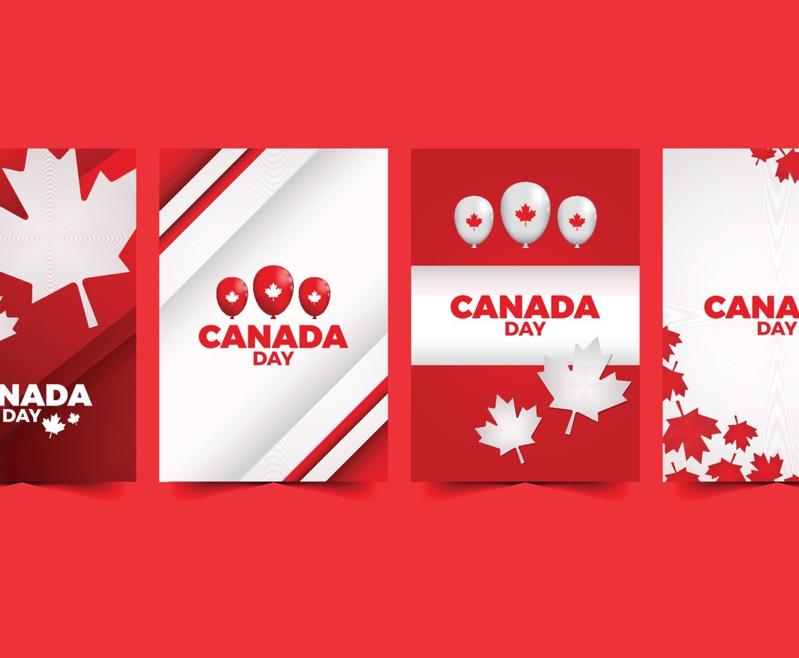 Canada Card Design Illustration with Leafs and Ballons