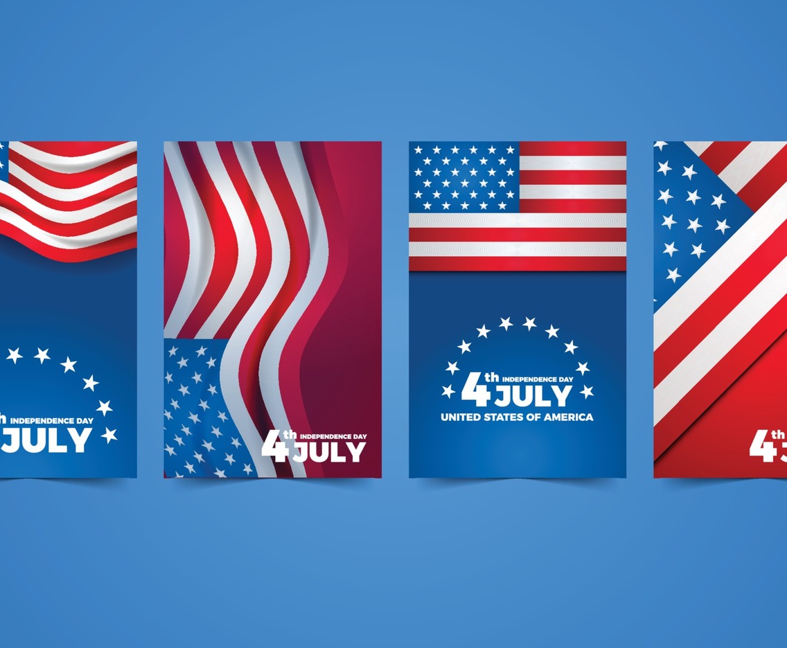 Fourth July Independence Day with American Flag Card Collection