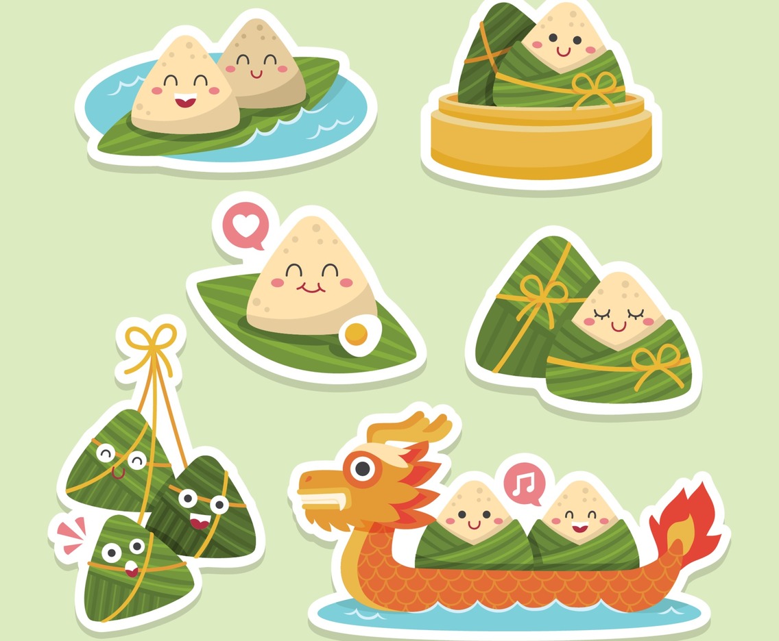 Cute Chinese Rice Dumpling for Dragon Boat Festival Stickers