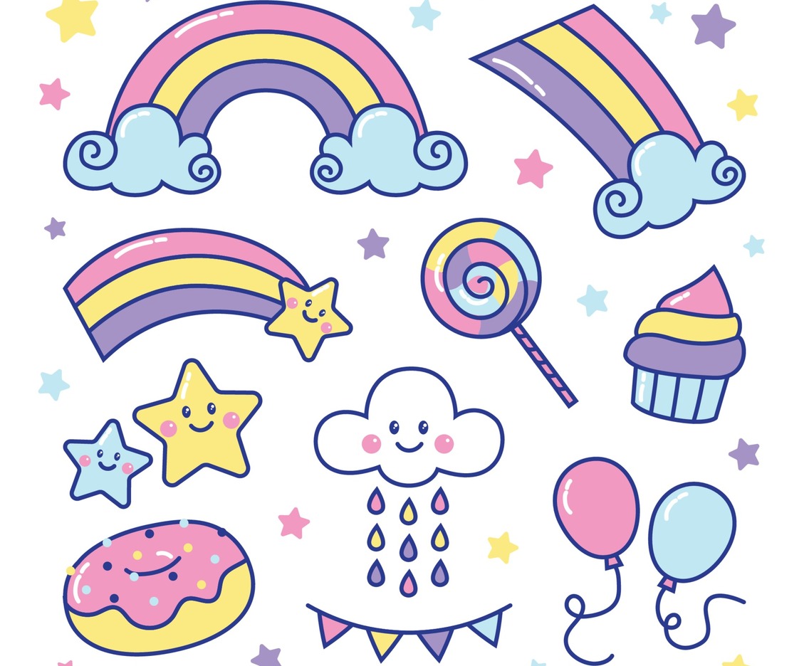 Sweet and Cute Rainbow Sticker Set