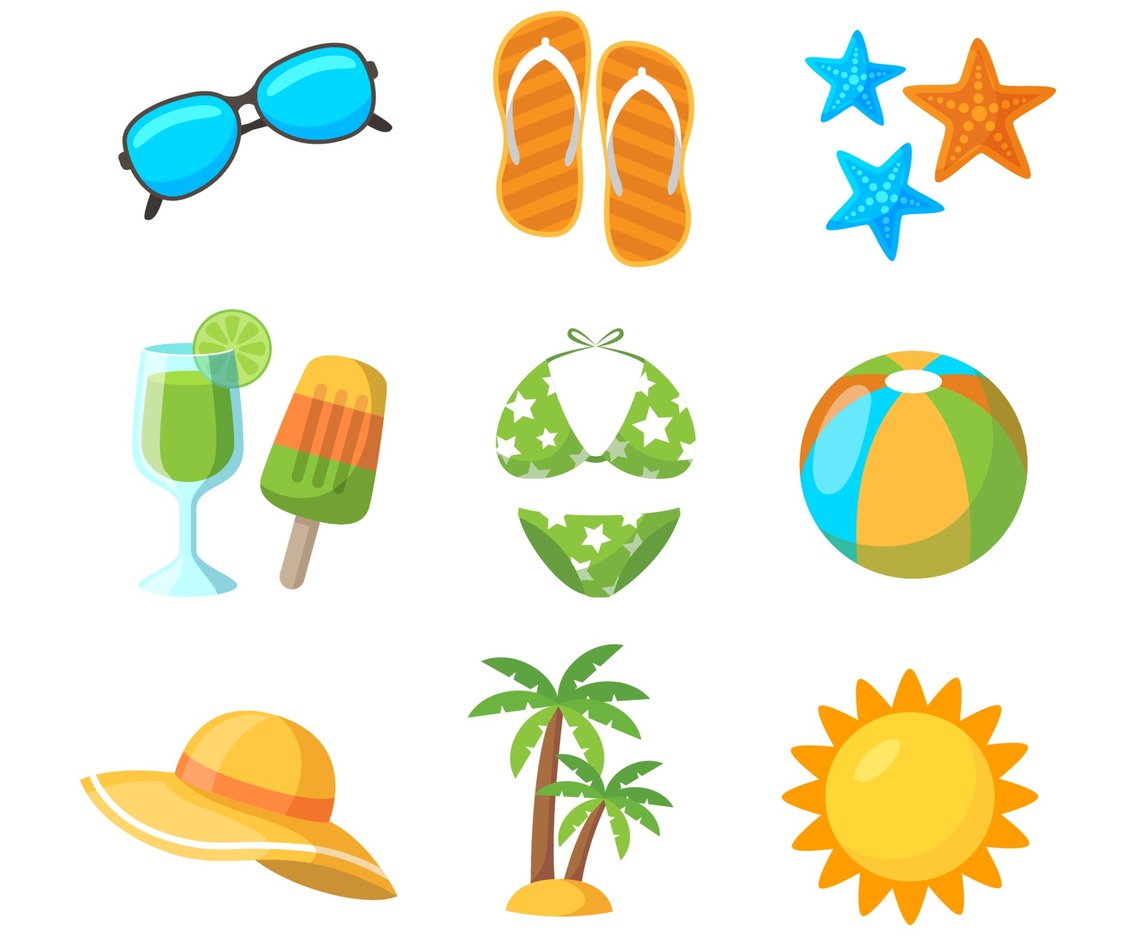 Beach Icon Collection in Flat Design