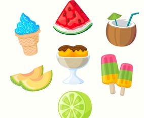 Summer Food icon Collection in Flat Design