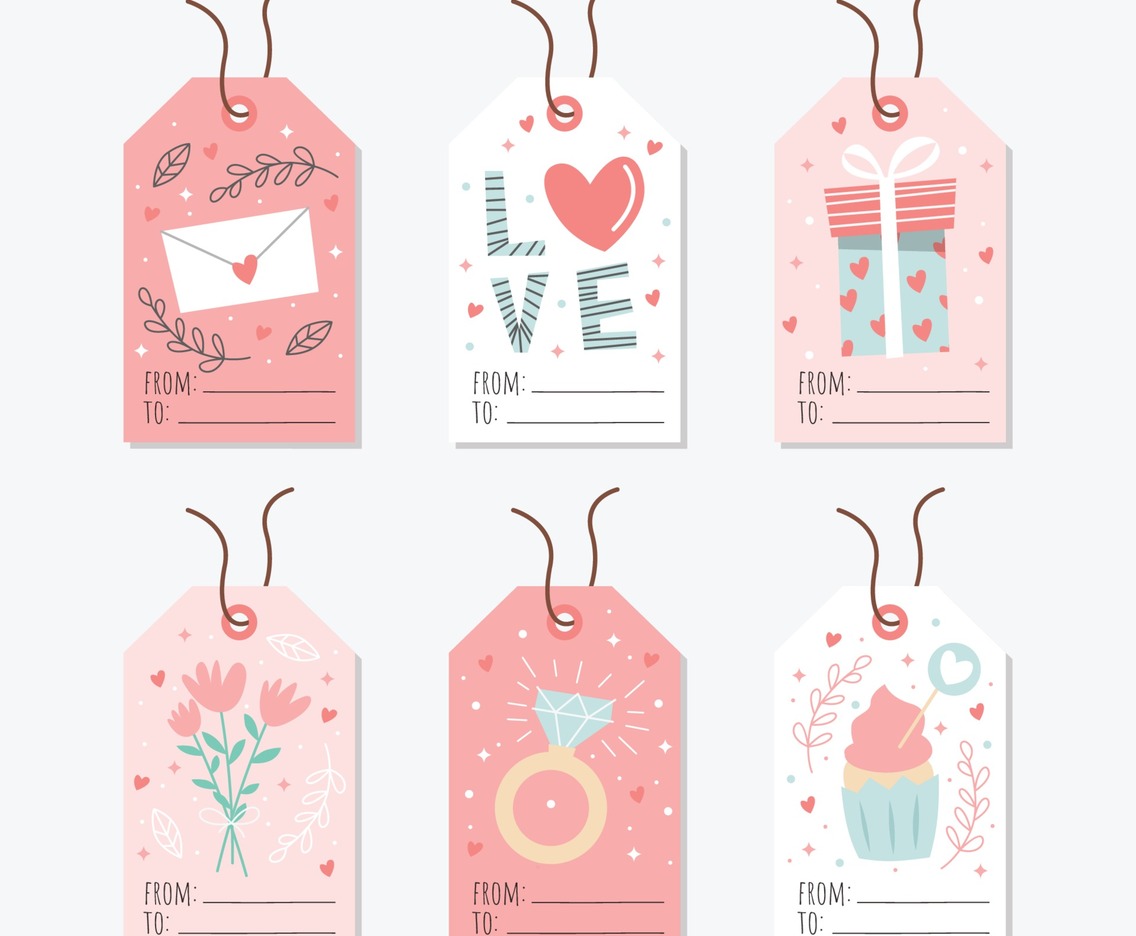 Love gift tag with colorful and cute element