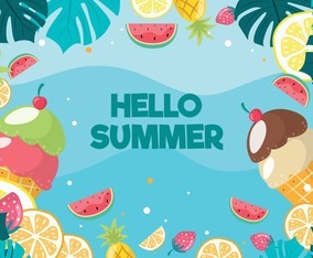 Summer Food in Flat Design Background