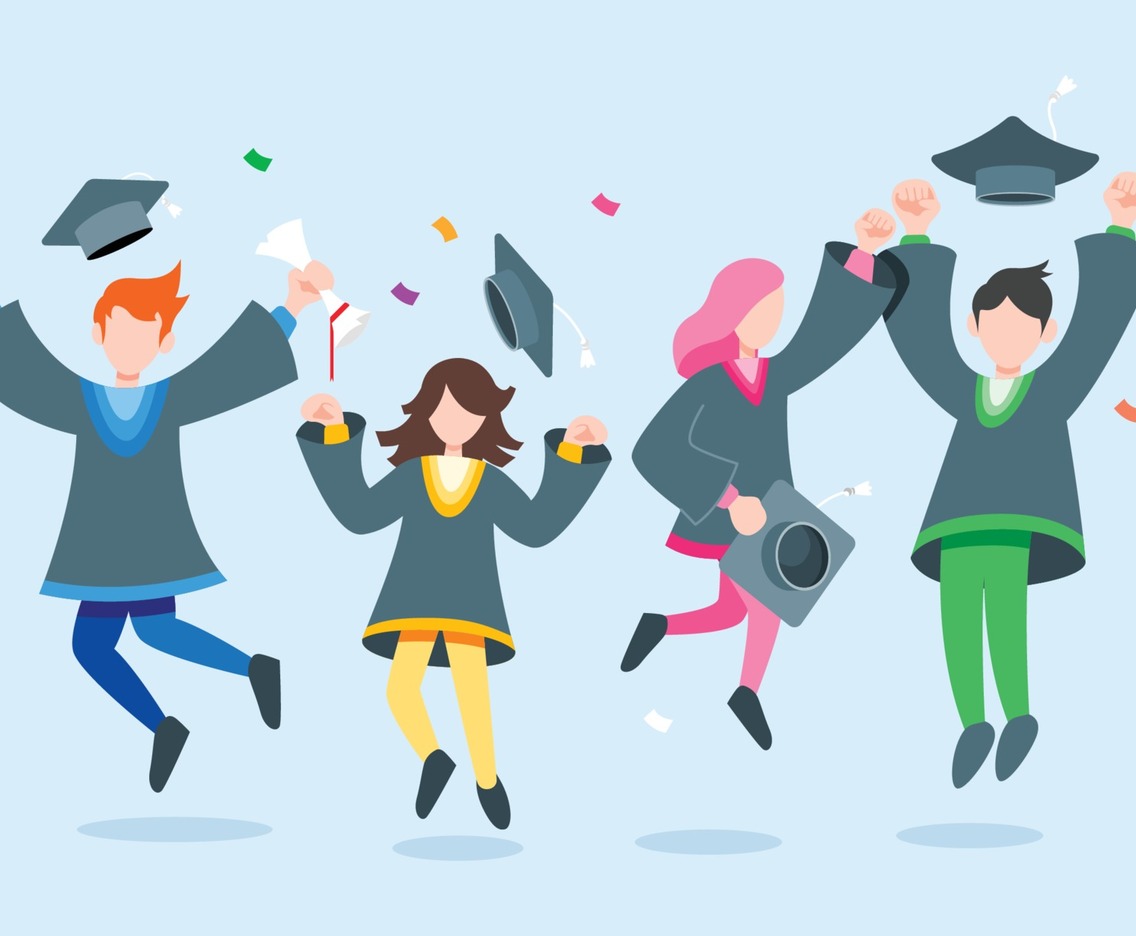Students Celebrating Graduation Character Set