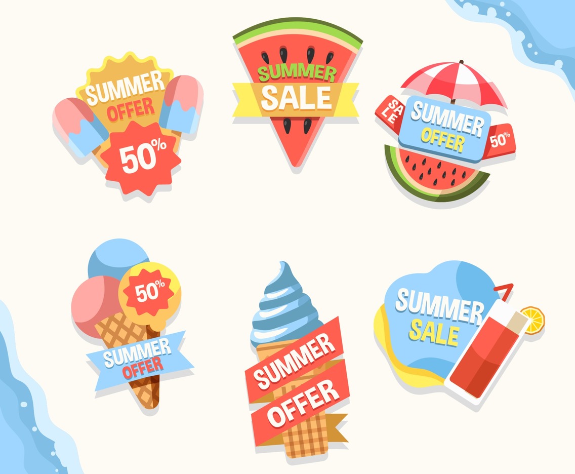 Set of Summer Sale Marketing Badges