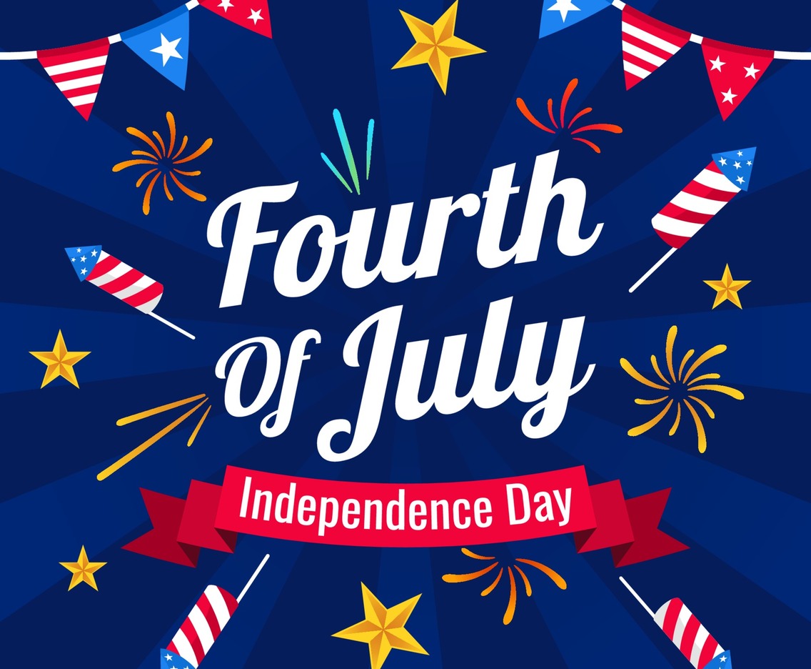 4th of July Background in Flat Design
