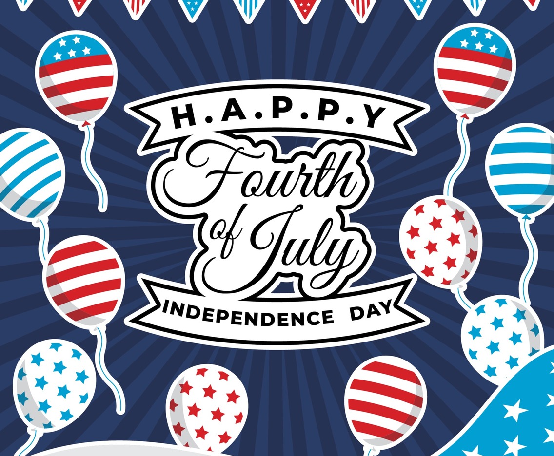Fourth of July Background with Flag and Balloon