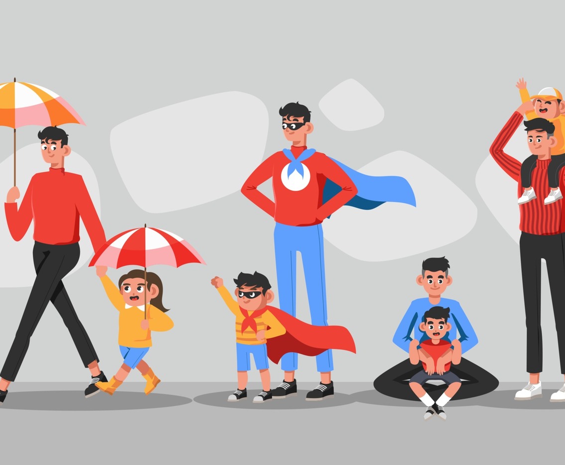Set of Father and Child Characters