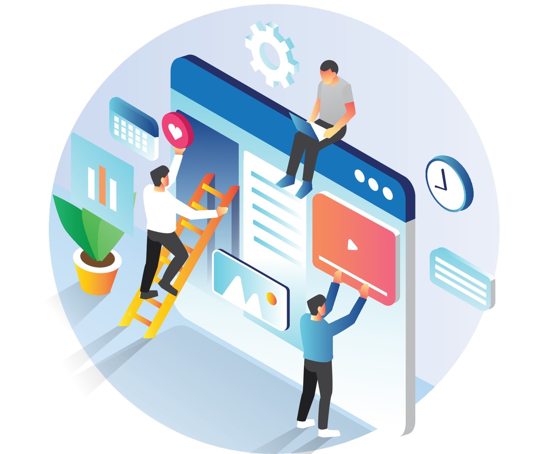landing page builder isometric style