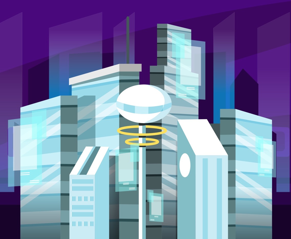 Minimalist Geometric Smart City Concept
