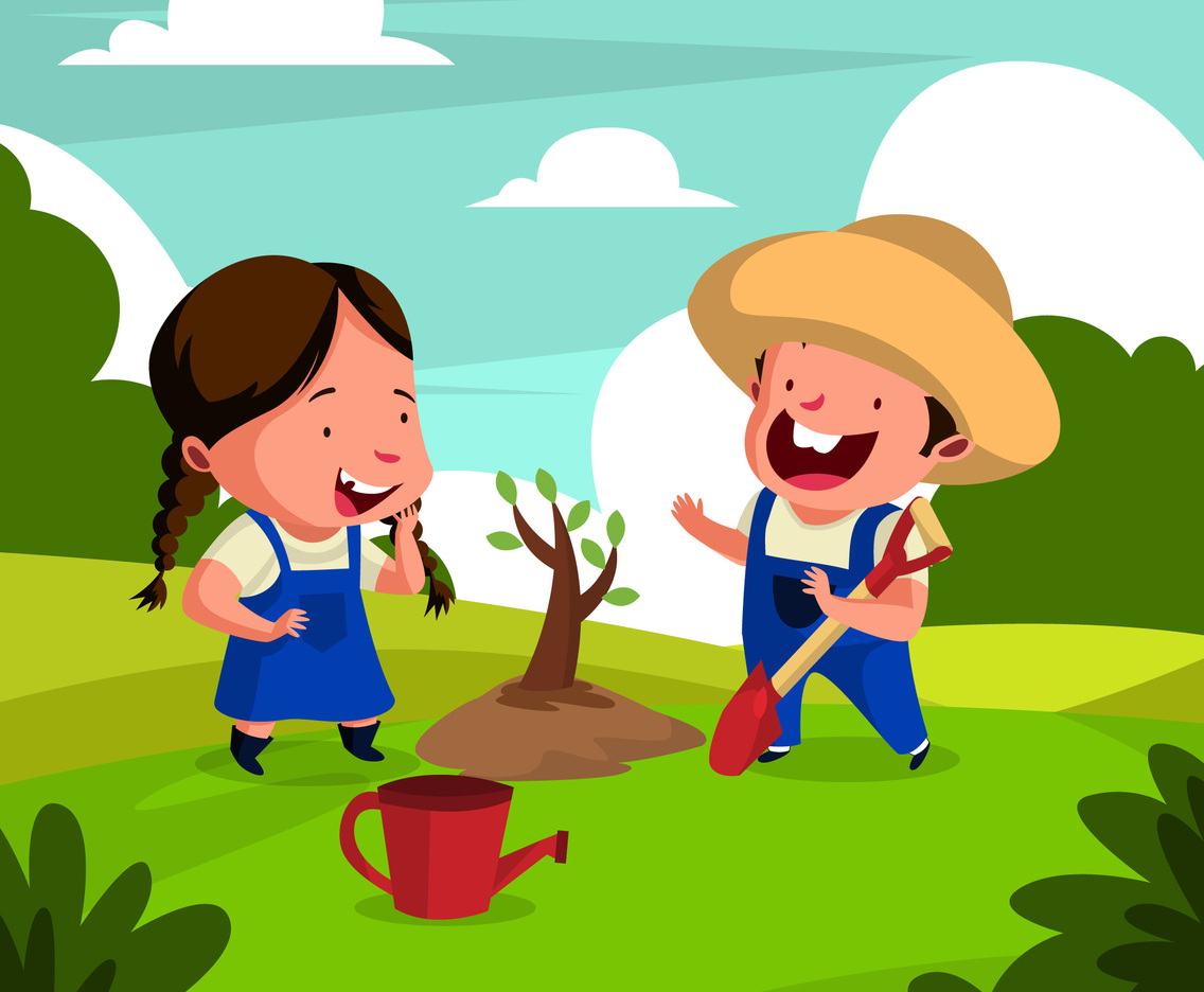 Happy Gardener Couple Planting Tree