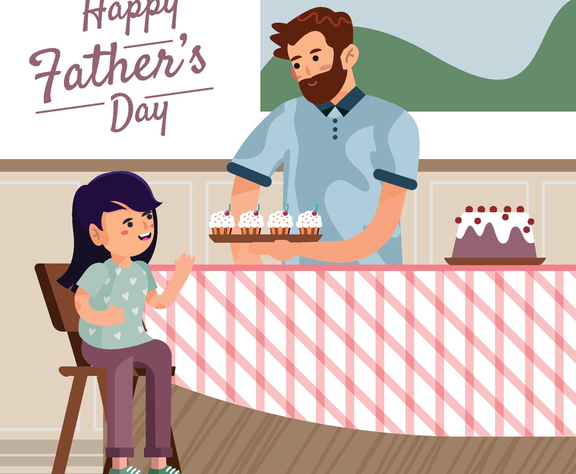 Father Give Cake to Daughter Concept