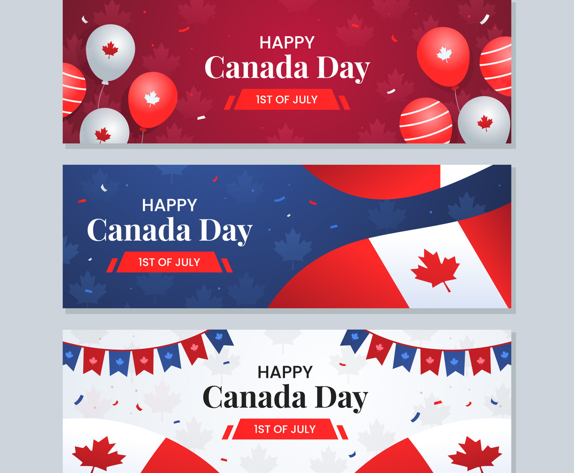 Happy Canada Day National Event Festival Banner Set