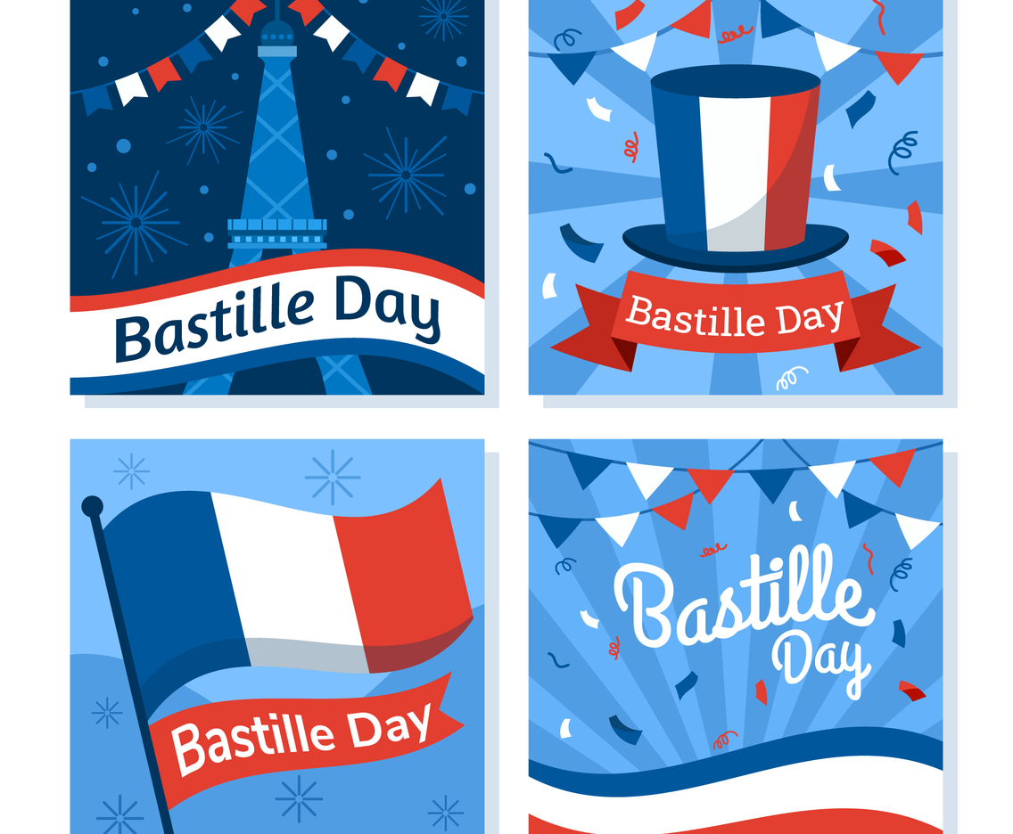 Set of Bastille Day Greeting Cards