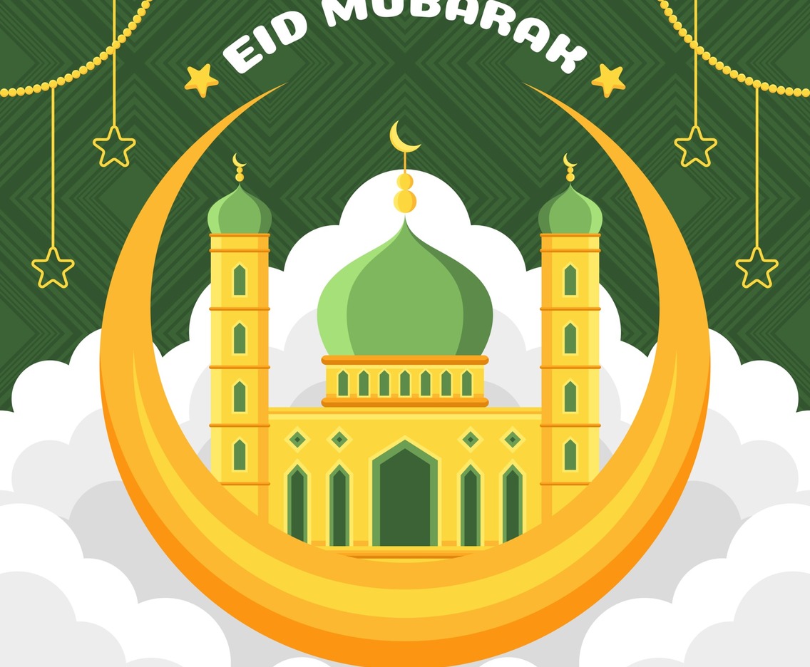 Flat Green and Yellow Mosque Concept