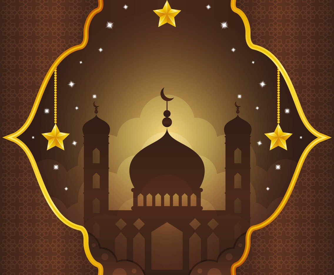 Elegant Silhouette Mosque Background