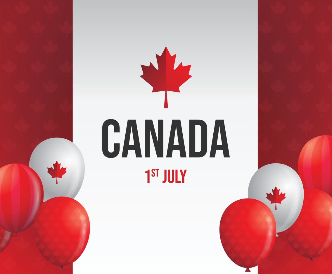 Happy Canada Day Festivity Background with Ballons