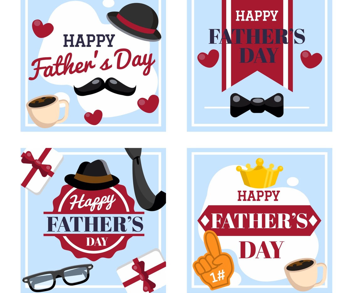 Set of Happy Fathers day cards