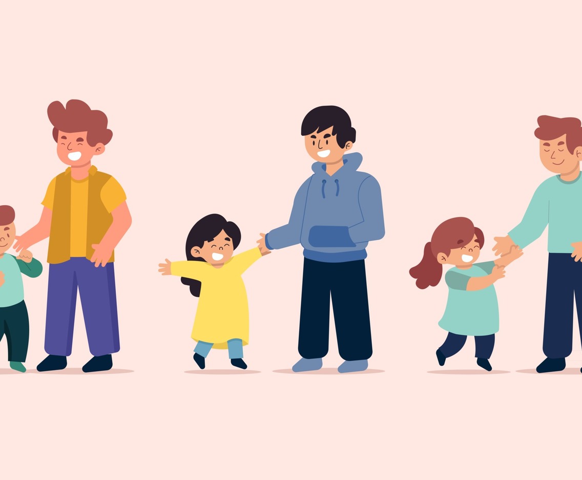 Set of Father and Child Characters