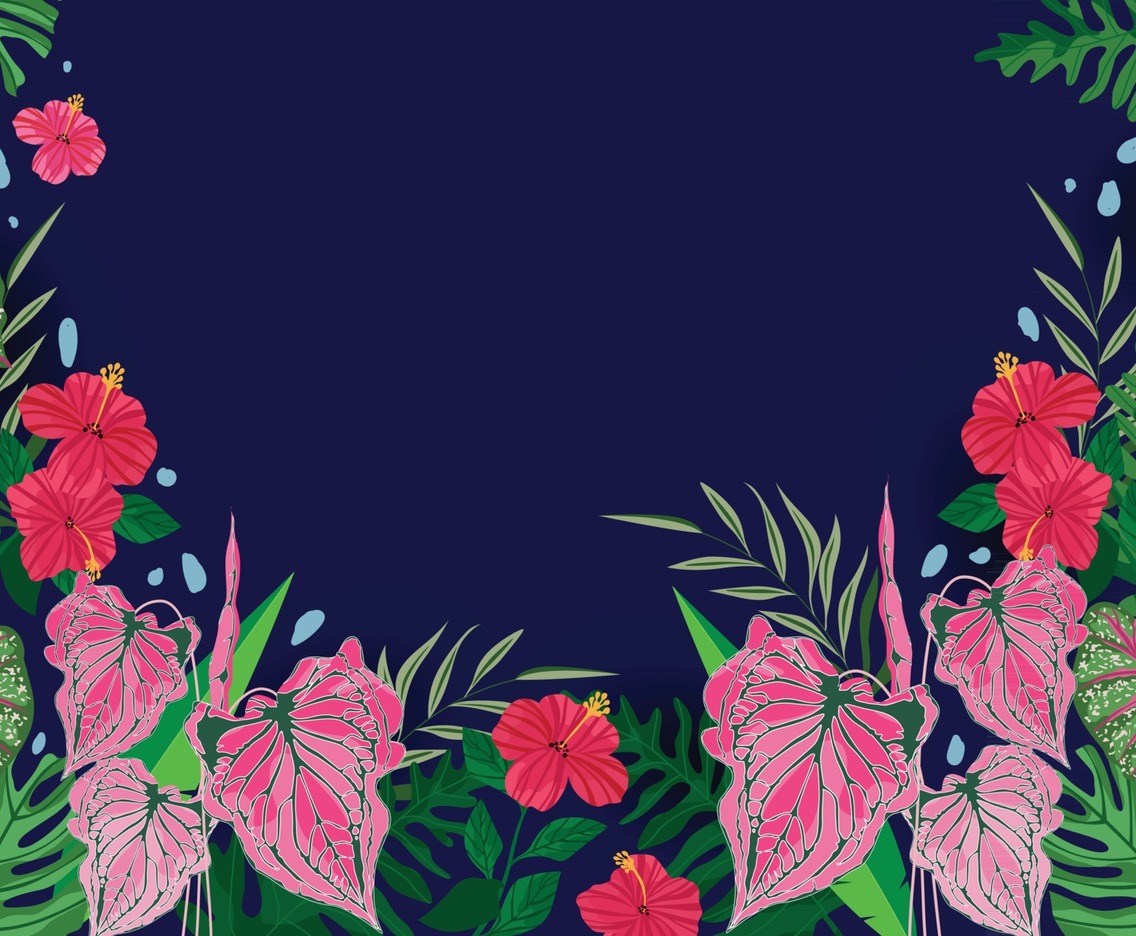 Summer Flowers with Modern Plants Background