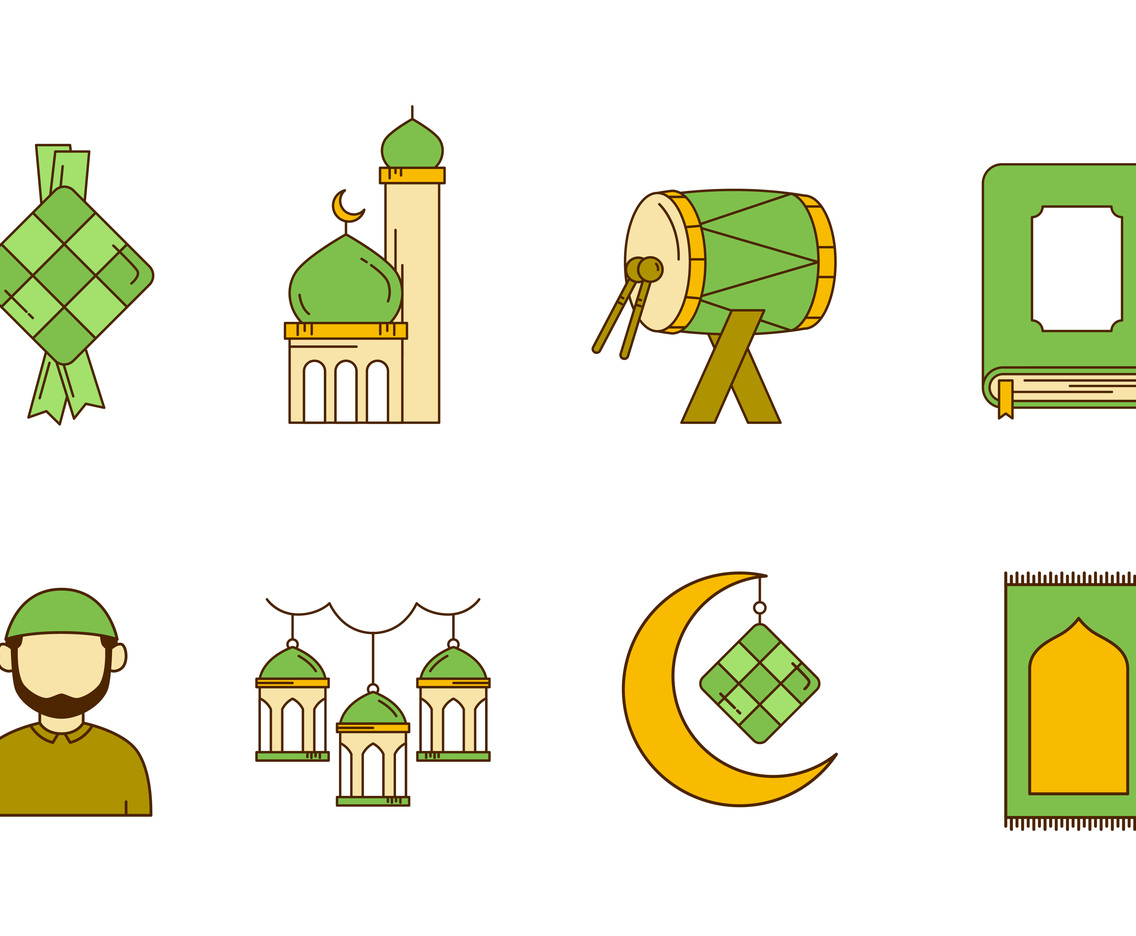 Happy Eid Islamic Icon Set
