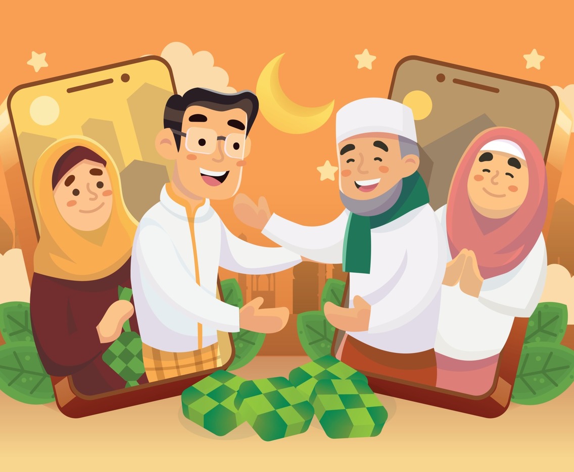 Eid Mubarak Greeting With Family On Mobile