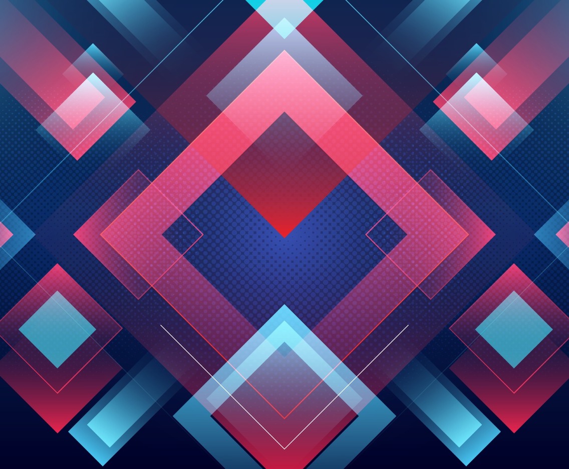 Glowing Blue and Red Squares Abstract Background