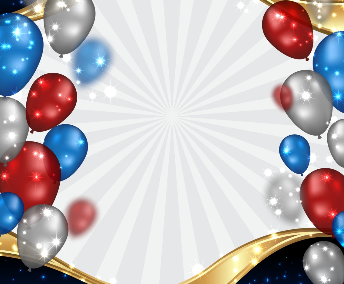 4th of July Background with Realistic Balloon