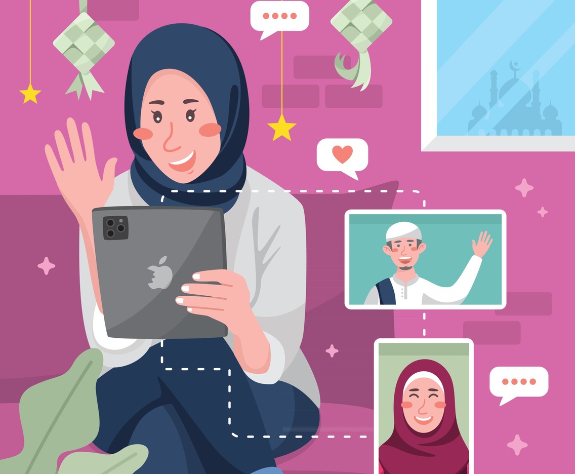Eid Online Gathering with Family Concept