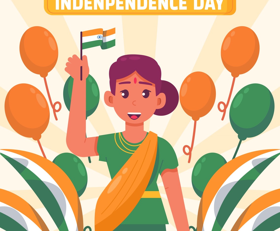 Happy Woman Celebrate India Independence Day