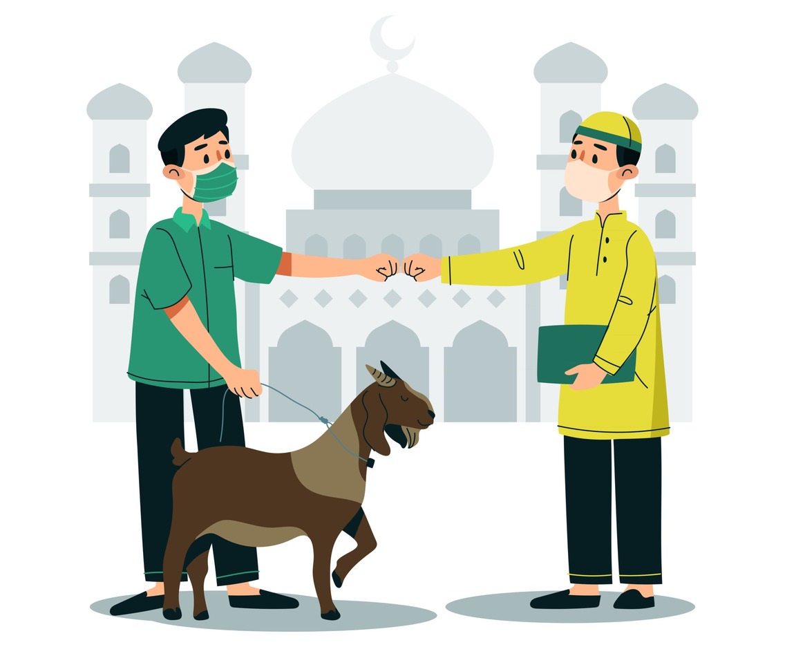 Man Giving A Goat To Qurban Committee