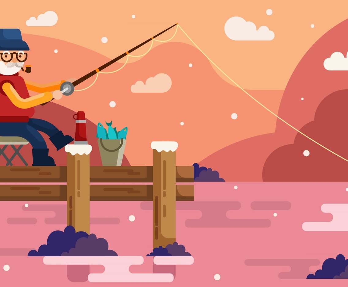 Old Man Summer Fishing Concept