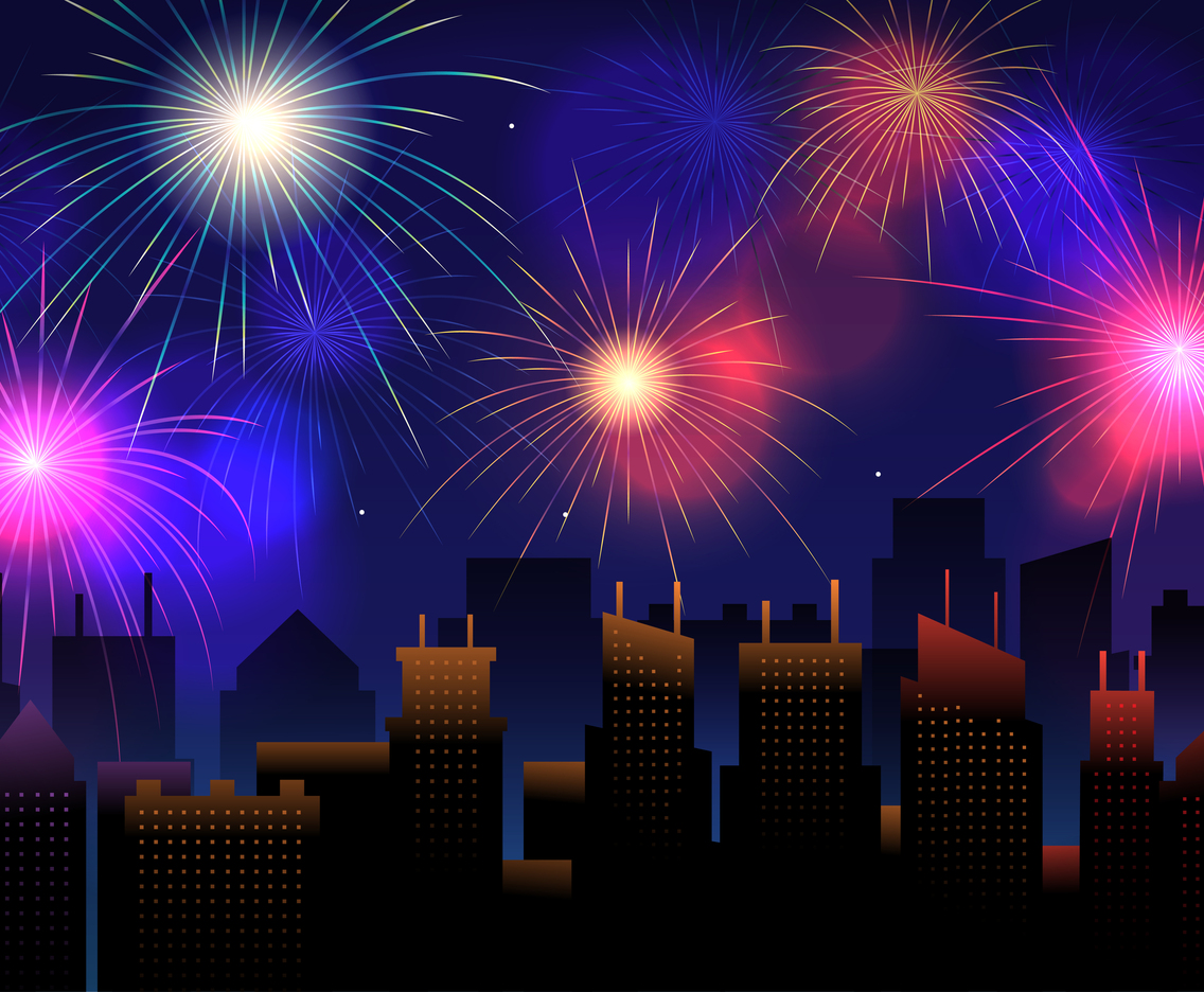 Firework City Scape Celebration