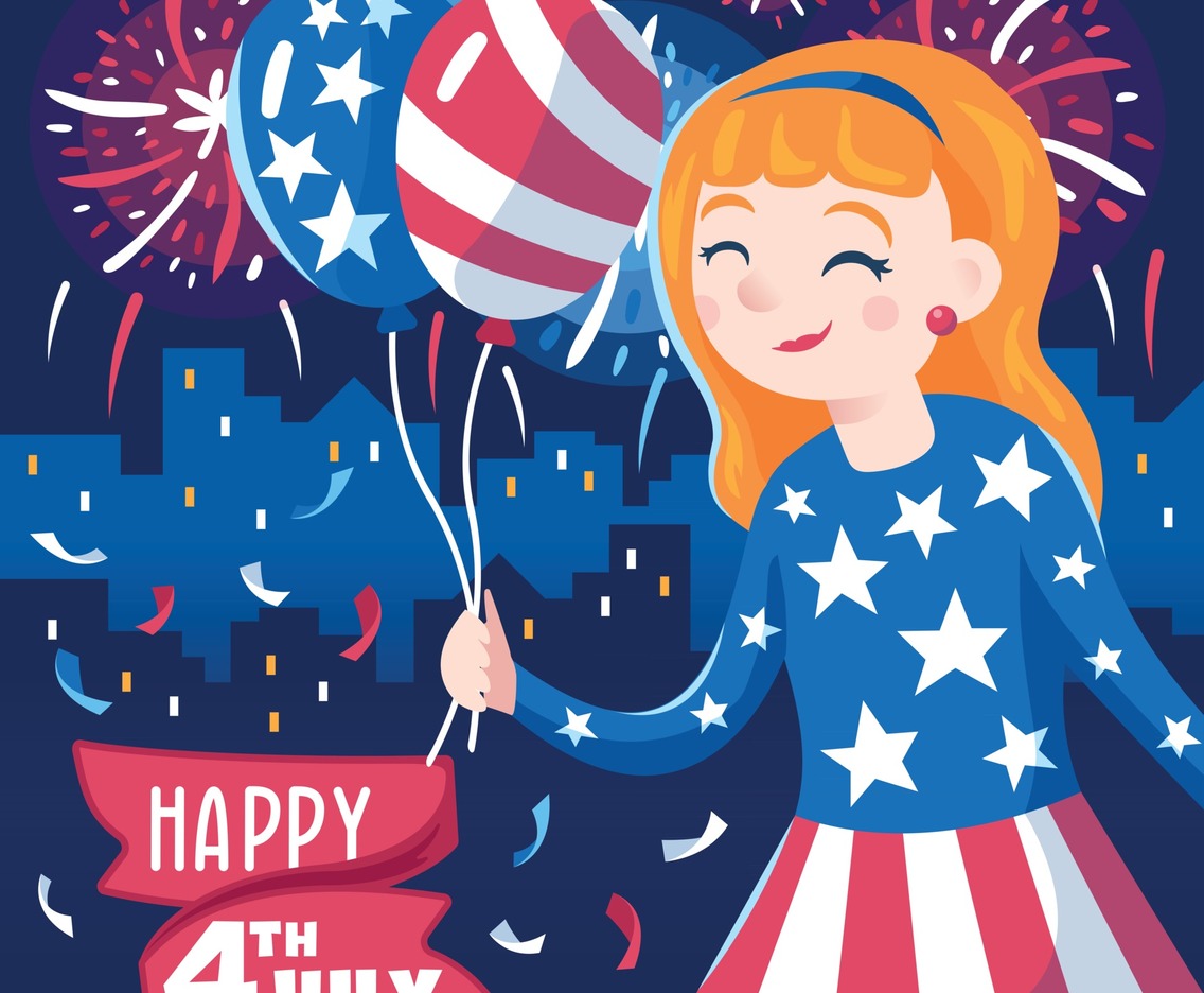 Girl Celebrating the 4th of July