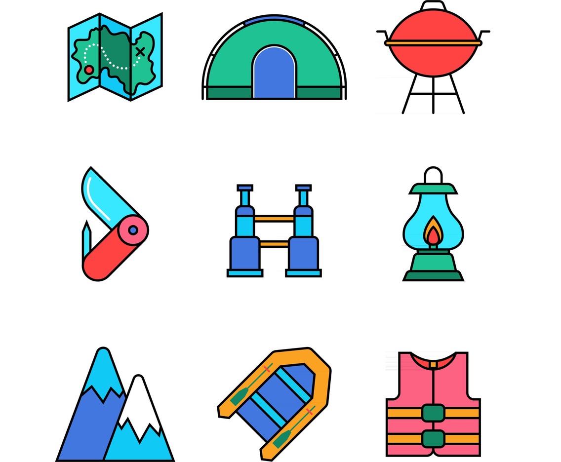 Summer Camp Kit Icon Set