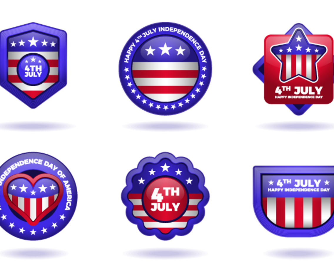 Fourth Of July America Independence Day Badge Collection