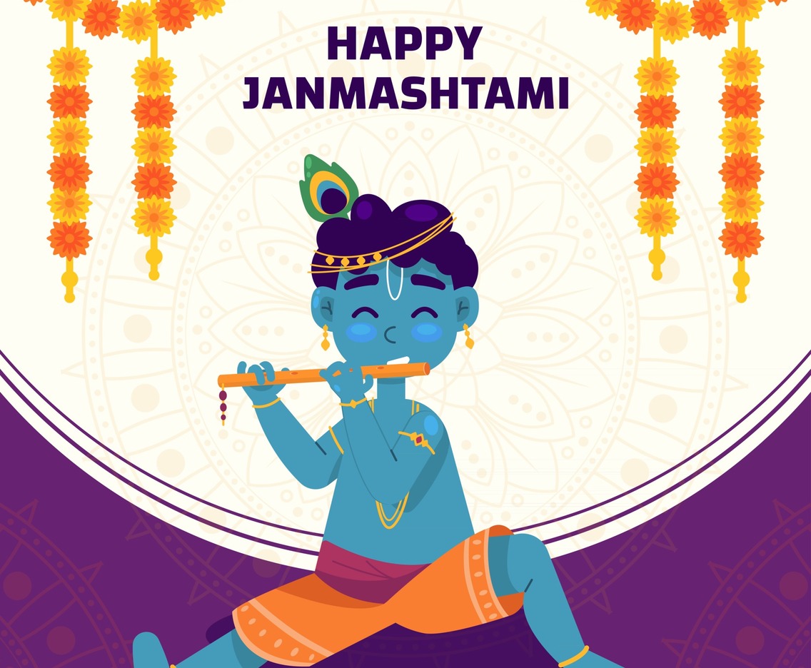 Happy Janmashtami Greeting Concept