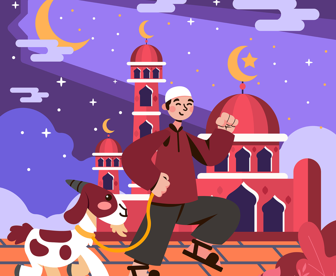 Happy Eid Adha Goat and Friend