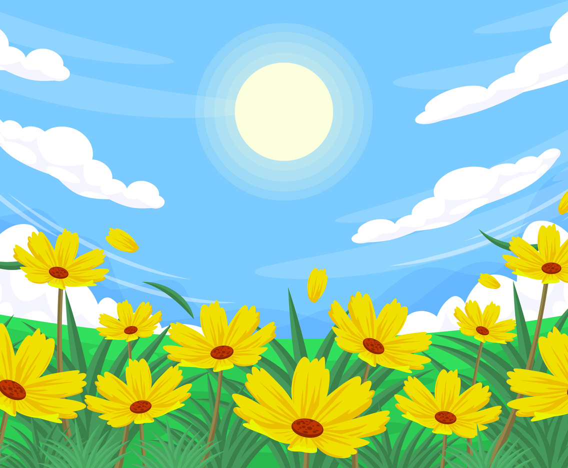 Summer Scenery Yellow Flowers in the Garden