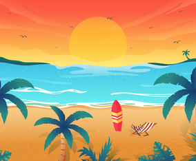 Summer Sunset Vector Background Vector Art & Graphics | freevector.com