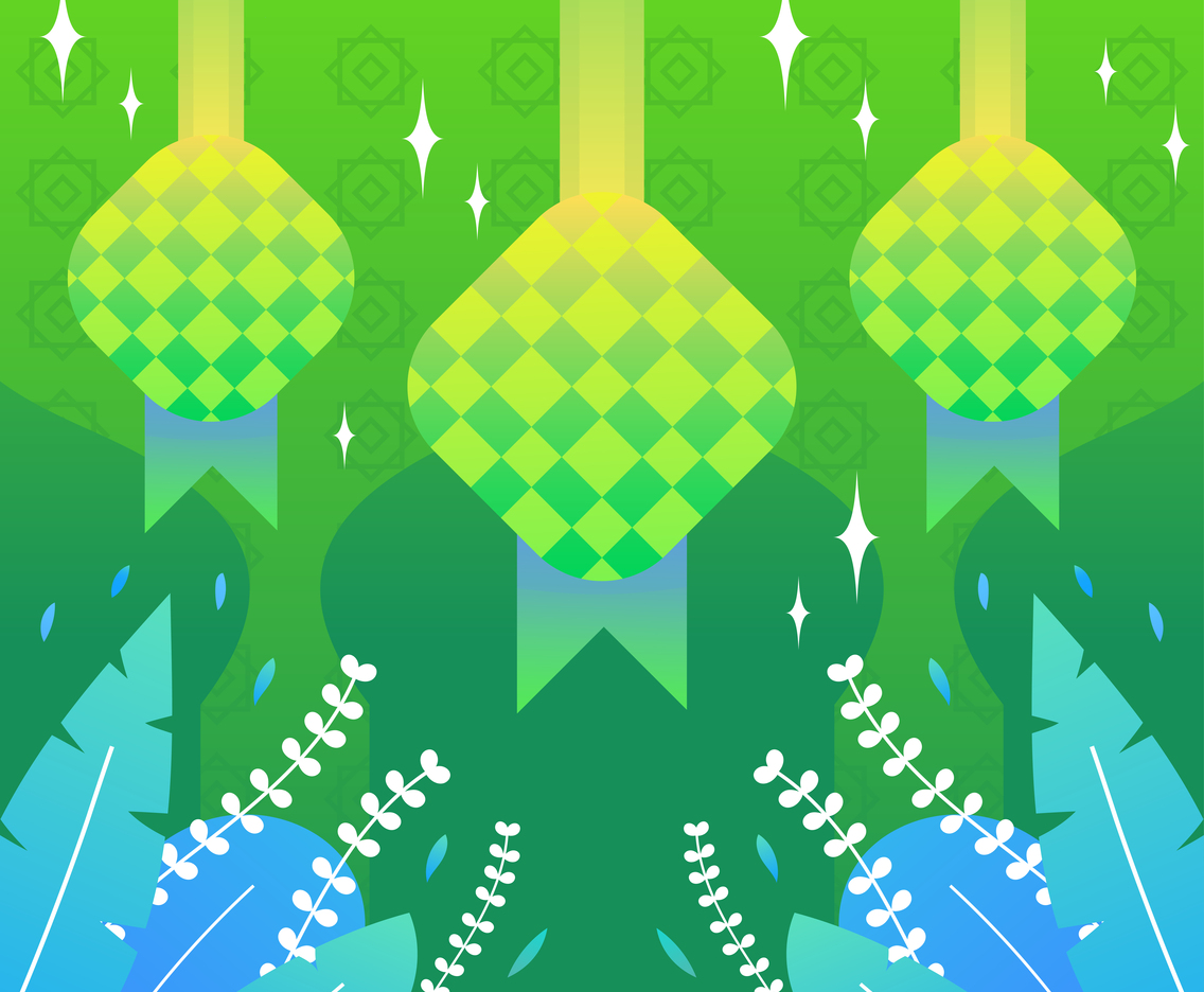 Ketupat with Green Background