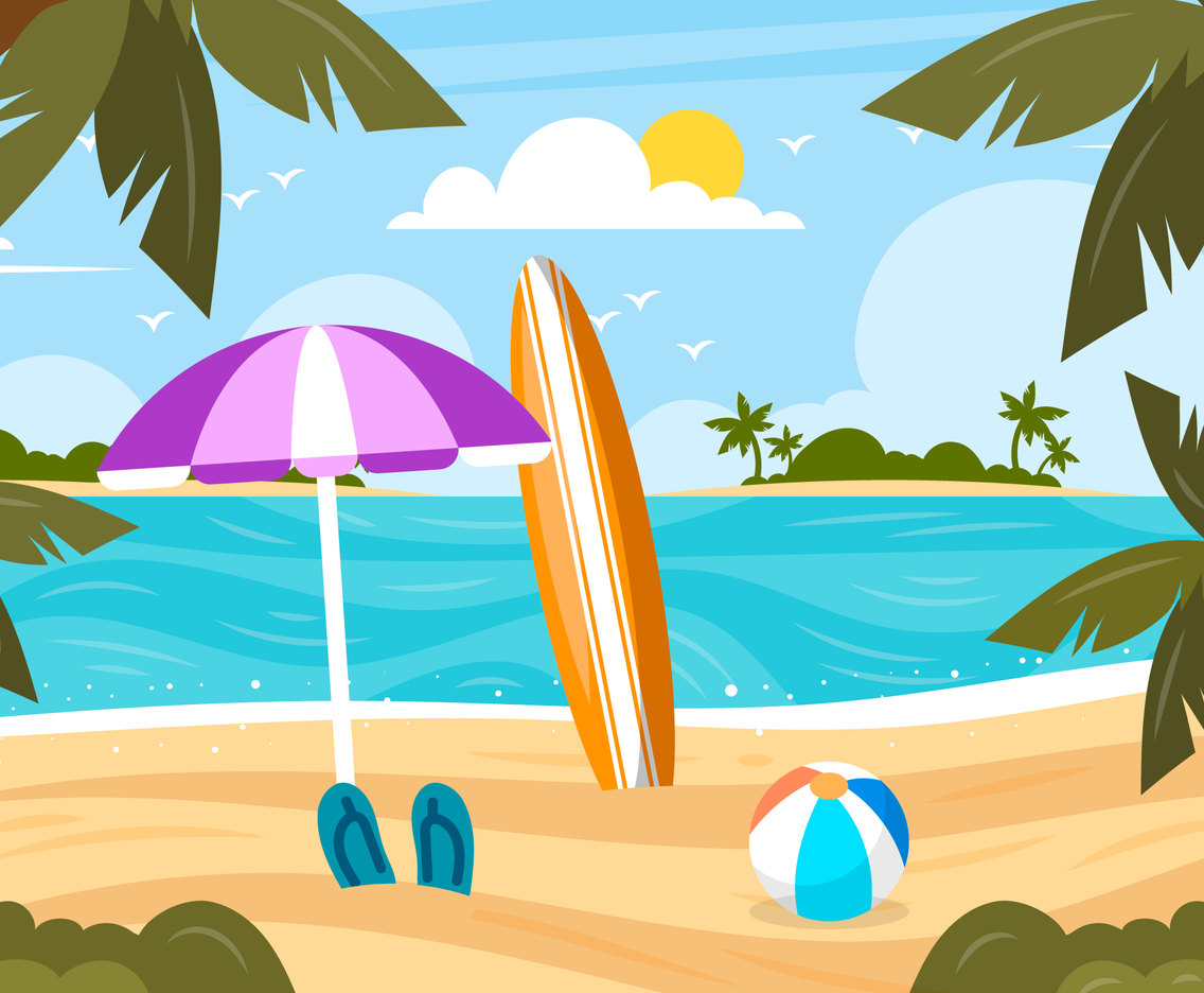 Summer Beach Scenery Background
