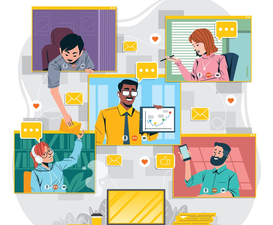 Virtual Conference Meeting with Group of Creative People