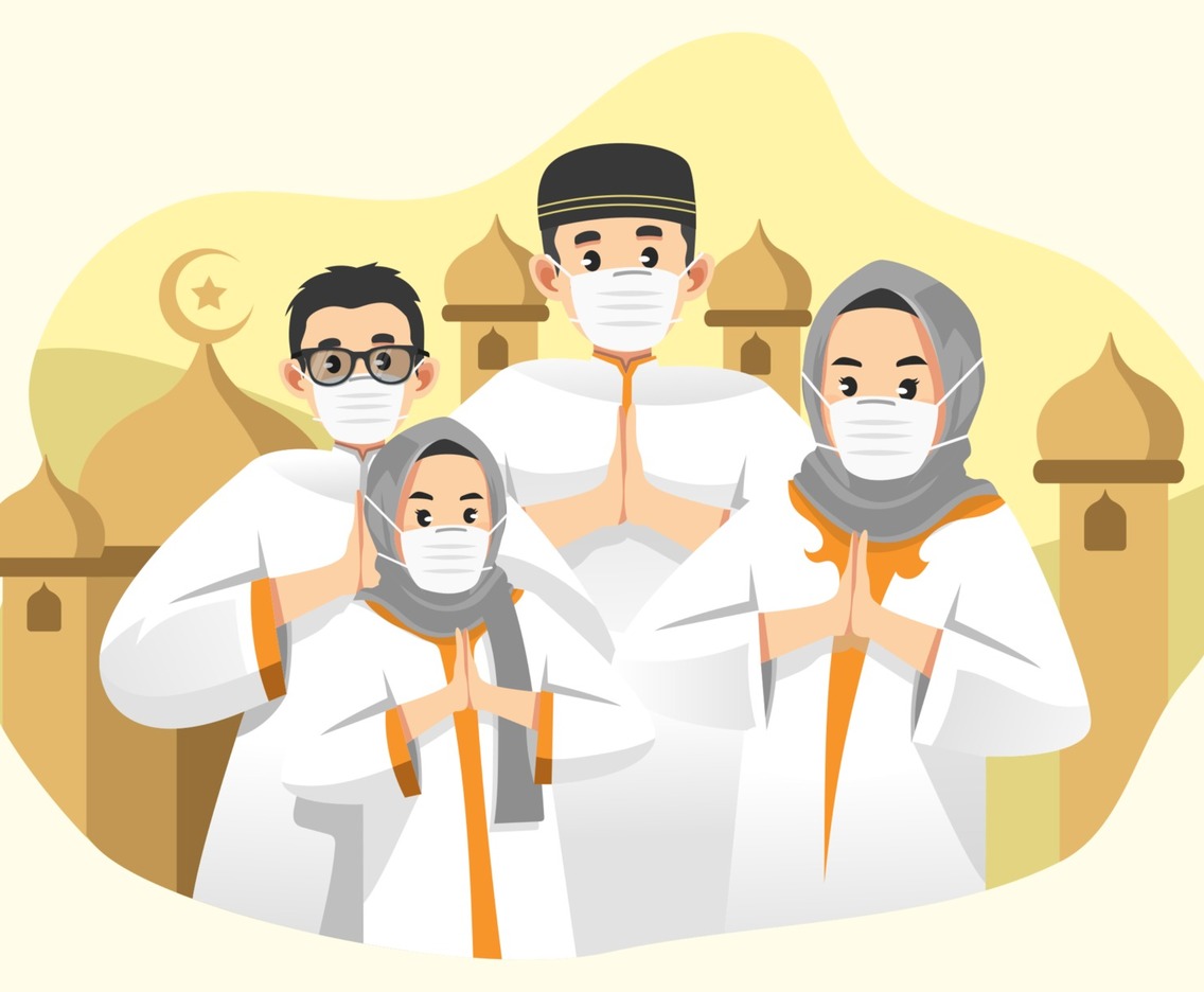 Family With Mask for Eid Al Adha